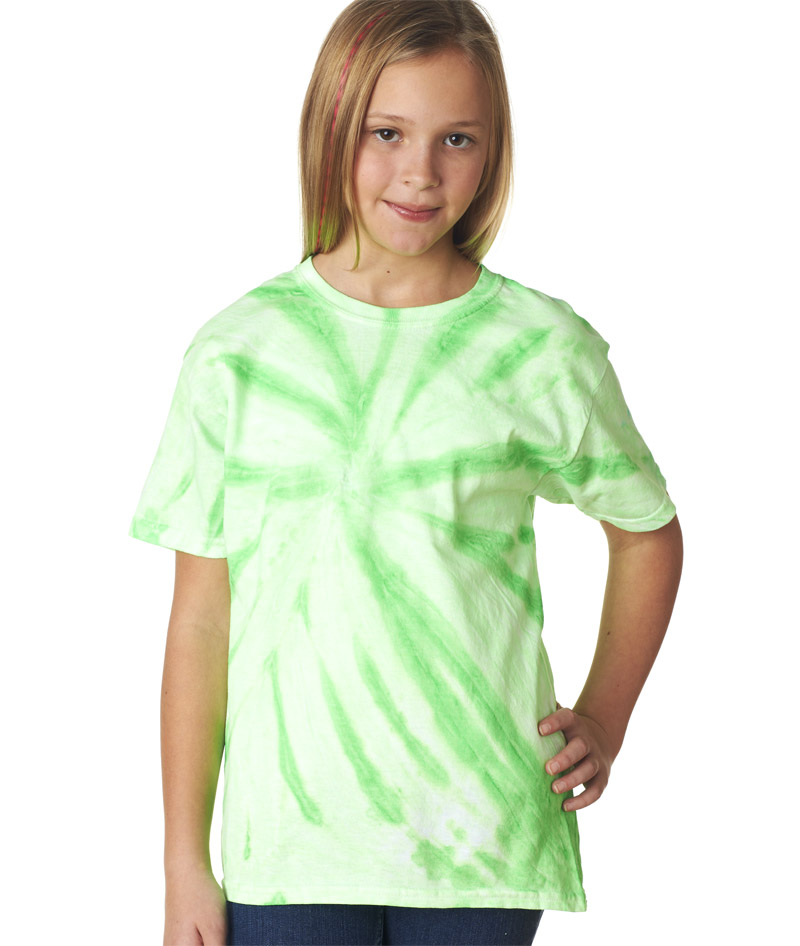 68B Gildan Tie-Dye Youth Neon One-Color Pinwheel Tee