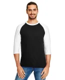 A6755 Anvil Adult Tri-Blend 3/4-Sleeve Raglan Tee  in Black/ white