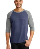 A6755 Anvil Adult Tri-Blend 3/4-Sleeve Raglan Tee  in Hth bl/ tr h gry