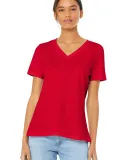 BELLA 6405 Ladies Relaxed V-Neck T-shirt in Red