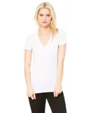 BELLA 8435 Womens Fitted Tri-blend Deep V T-shirt in Wht flck triblnd