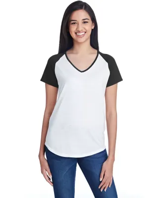 49 6770VL Ladies' Tri-Blend Raglan T-Shirt in White/ black