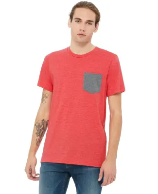 BELLA+CANVAS 3021 Unisex Cotton Pocket Tee in Hthr red/ dp hth