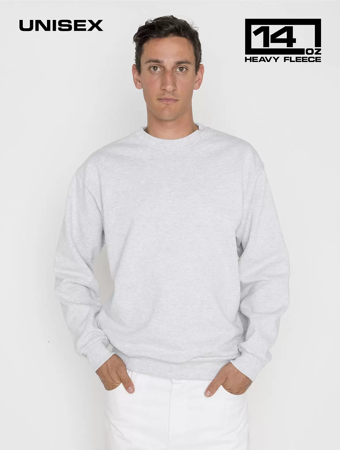 Los Angeles Apparel HF-07 Heavy Fleece Pullover Plain Crewneck Sweatshirt  14 oz - From $21.91