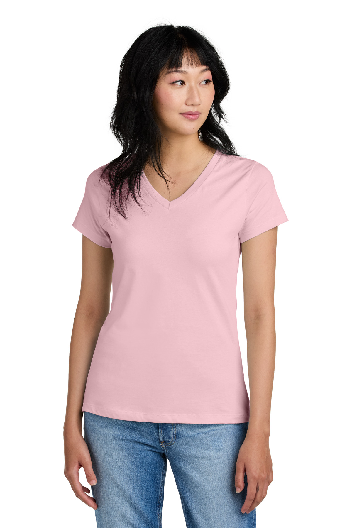 District Made Dm1170l Ladies Perfect Weight V Neck Tee 6434